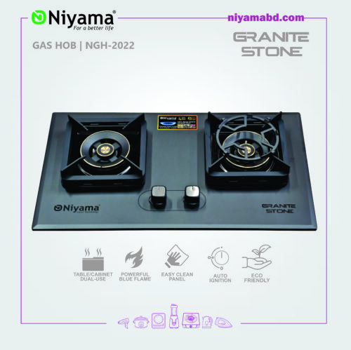 Niyama Granite Stone Finish Double Burner Gas Hob