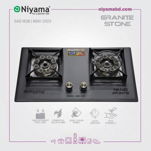 Niyama Nano Granite Stone Finish Double Burner Gas Hob
