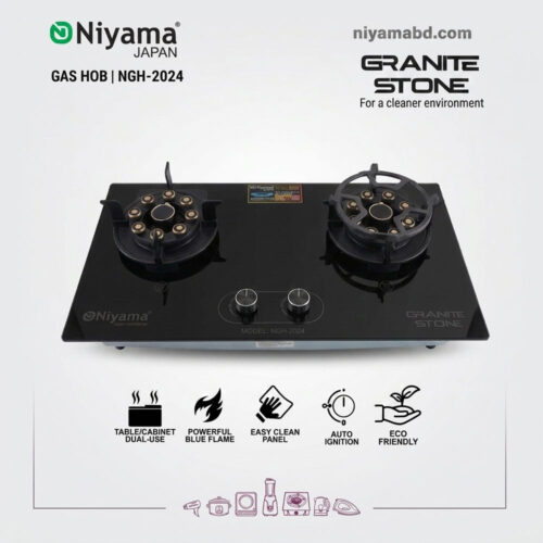 Niyama Granite Stone Finish Double Burner Gas Hob