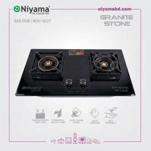 Niyama Granite Stone Finish Double Burner Gas Hob