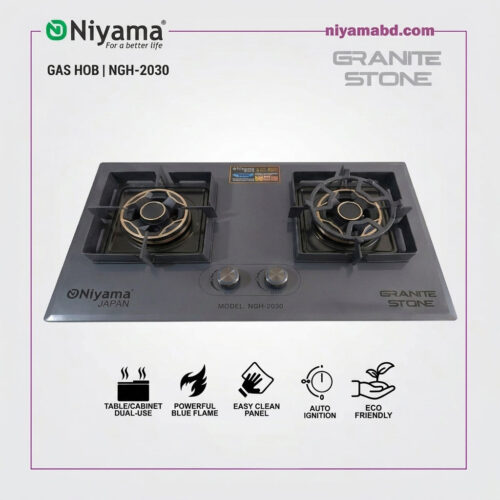 Niyama Nano Granite Stone Finish Double Burner Gas Hob