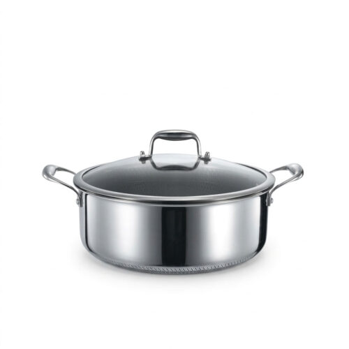 Niyama SUS 316 Stainless Steel Granite Double Side Honeycomb Shallow Casserole with Glass Lid