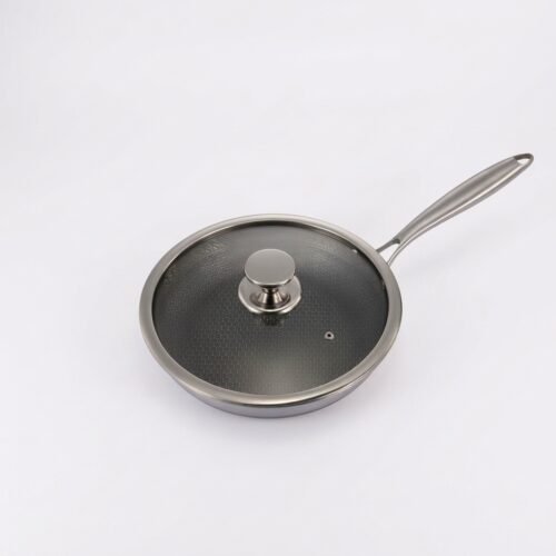 Niyama SUS 316 Stainless Steel Granite Double Side Honeycomb Frying Pan with Glass Lid