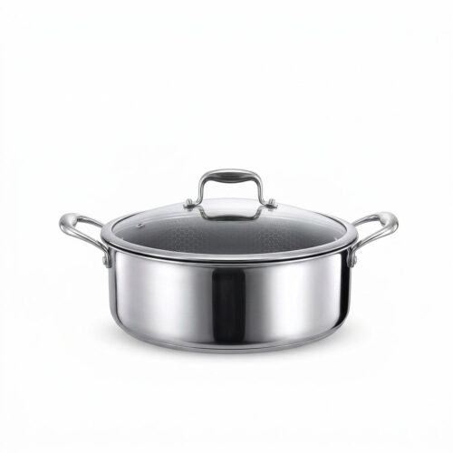 Niyama SUS 316 Stainless Steel Granite Double Side Honeycomb Shallow Casserole with Glass Lid