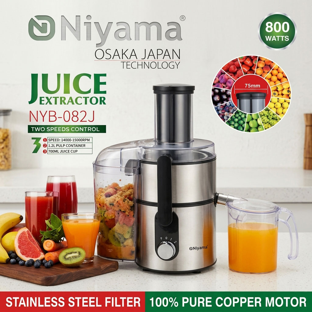 Niyama 800W Juice Extractor with 75mm Wide Chute