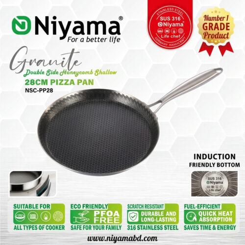 Niyama SUS 316 Stainless Steel Granite Double Side Honeycomb Pizza Pan - 28cm