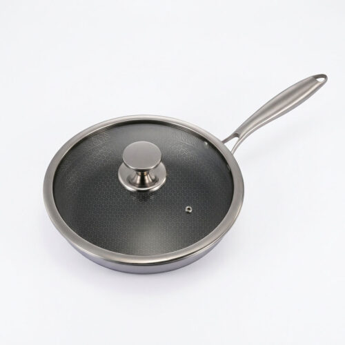 Niyama SUS 316 Stainless Steel Granite Double Side Honeycomb Frying Pan with Glass Lid - 26cm